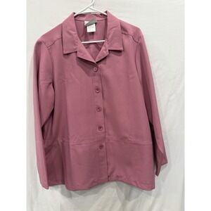Blair Vintage Women's Large Pink Button Up Shacket Jacket Top Blouse